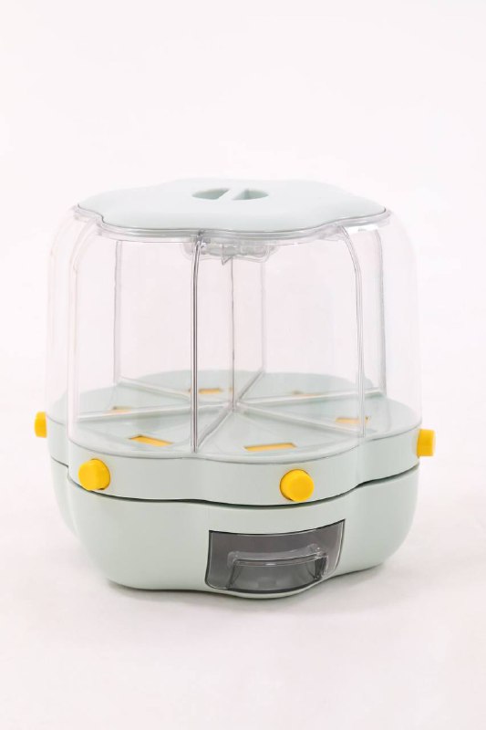 ديسبنسر بقوليات كريستال 6 فتحات – منظم حبوب وأرز وأطعمة جافة 360°