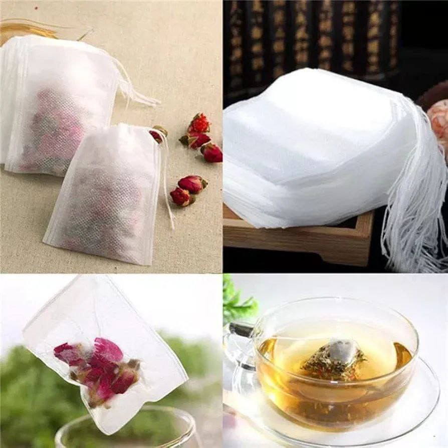 أكياس فلتر أعشاب وتوابل قطن طبيعي 100 قطعة – لتصفية الأعشاب والمشروبات 🌿☕