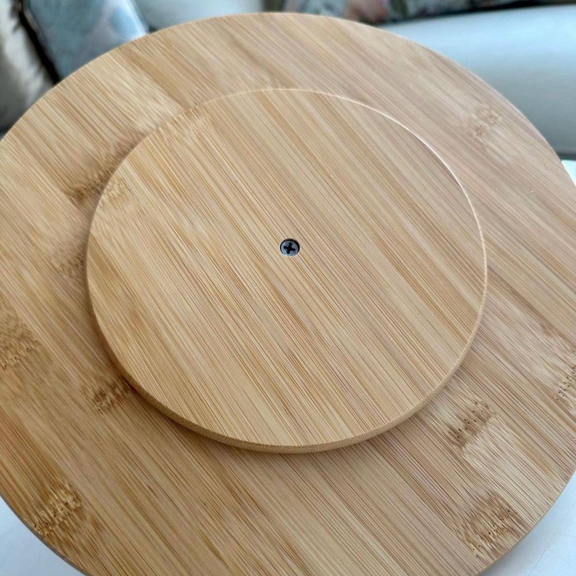 صينية ستاند دوارة من خشب البامبو متعددة الاستخدام مقاس 35 سم