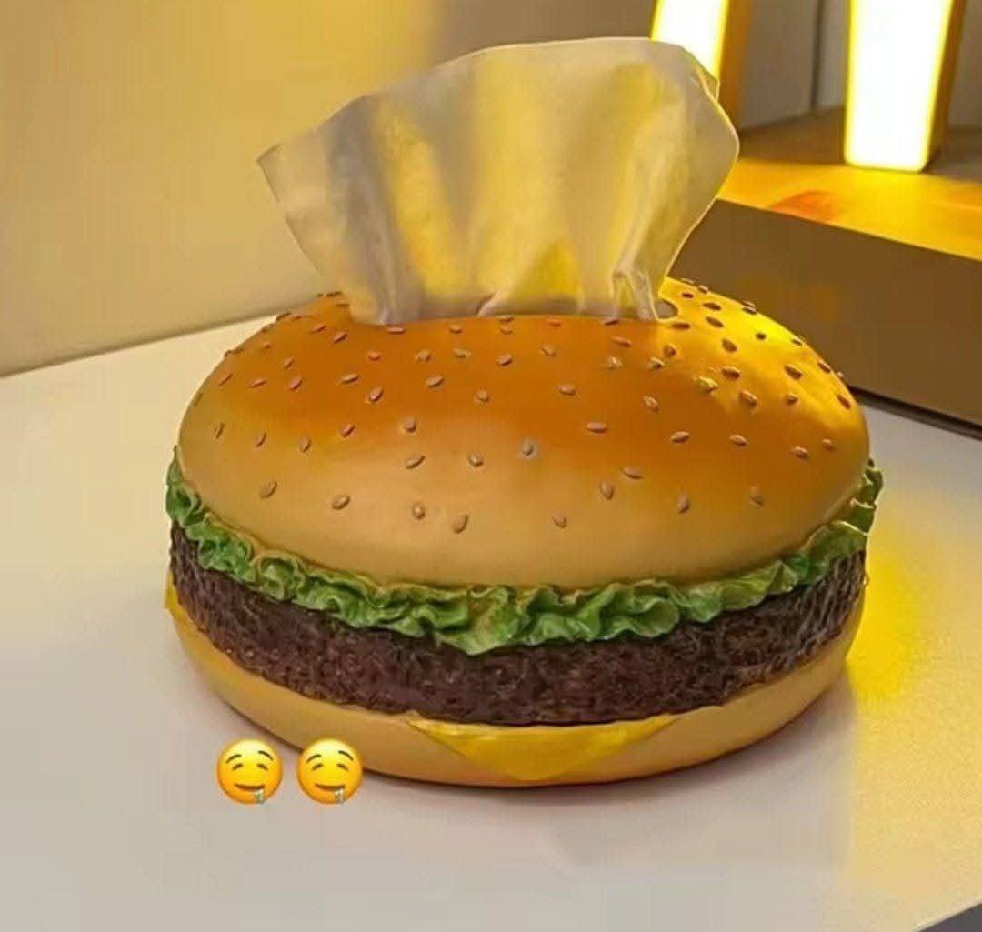 علبة مناديل على شكل برجر تصميم مبتكر وشيك للمطبخ