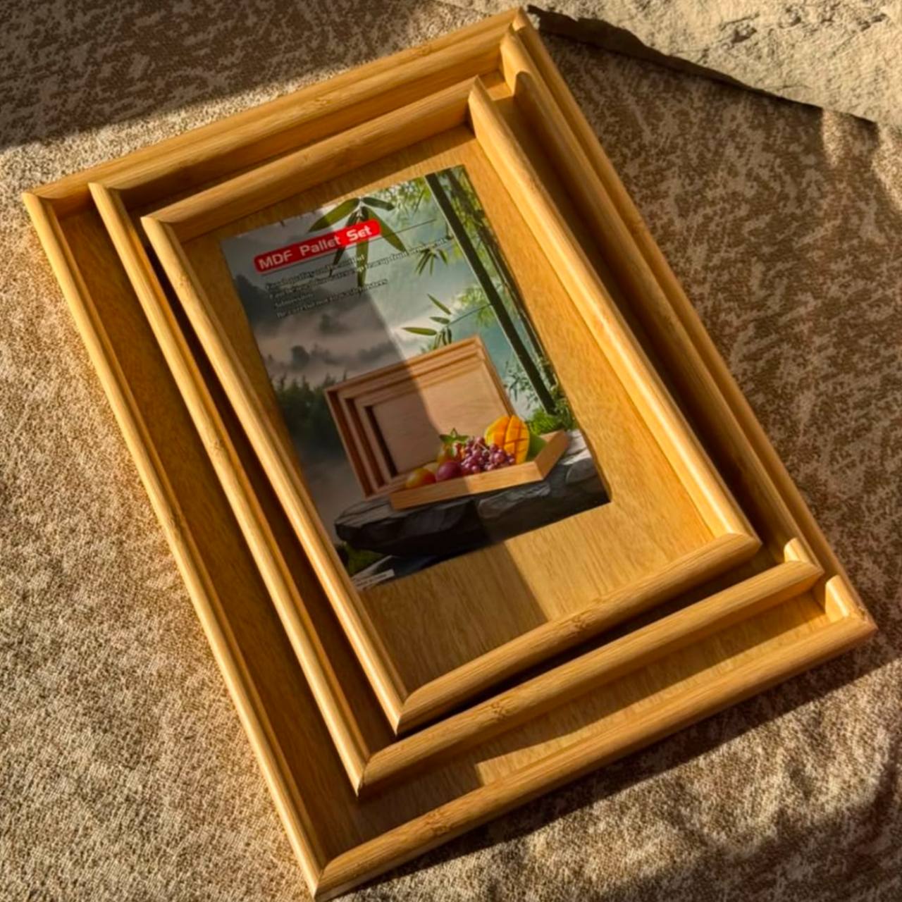 طقم صواني خشب بامبو 3 قطع – تصميم مستورد عالي الجودة