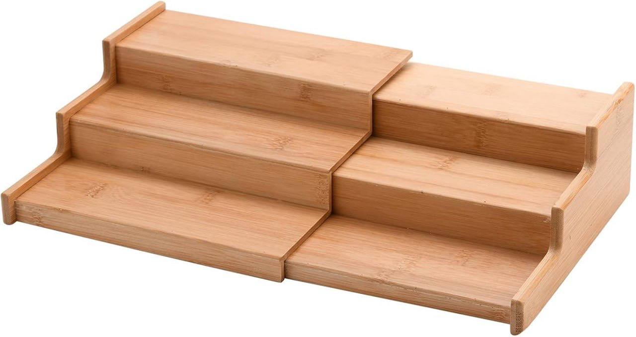 منظم برطمانات توابل خشب بامبو قابل للتمدد – تصميم عملي لترتيب المطبخ