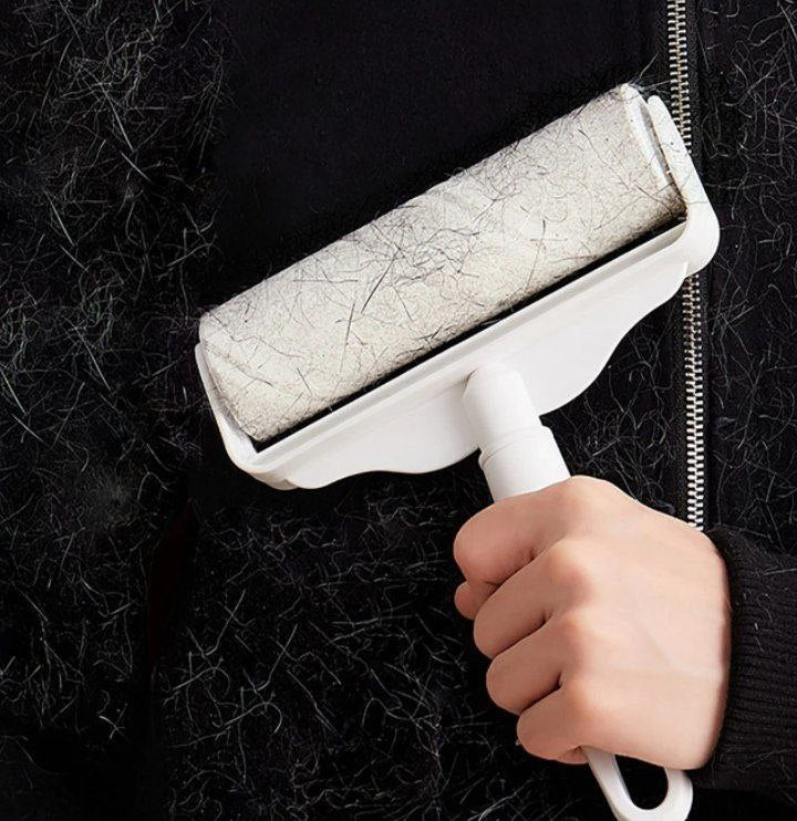 مكنسة وبر للسجاد والأثاث مع رول لاصق ومقبض قابل للتمدد