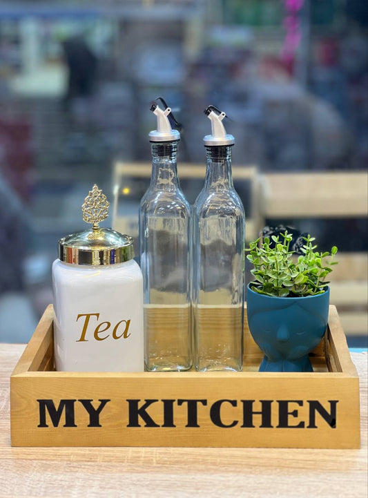 صينية تقديم خشب سويدي بيد تصميم عصري منقوشة MY KITCHEN