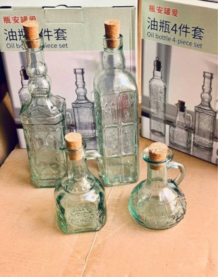 طقم زياتة زجاج 4 قطع محكم الغلق – خامة فاخرة مستوردة
