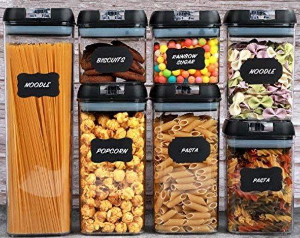 طقم علب تخزين أكريليك جامبو 7 قطع محكمة الغلق لتخزين البقوليات والتوابل – مستورد