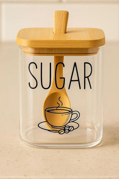 طقم توابل زجاج  بايركس ×1 بقاعدة خشب بامبو