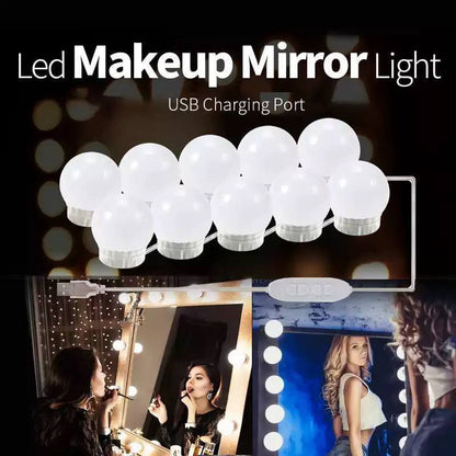مرايا مضيئة LED – فرع إضاءة 12 لمبة مع تحكم في شدة ودرجة اللون USB