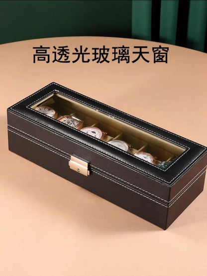 علبة تنظيم ساعات فاخرة 6 خانات – بوكس جلد عالي الجودة لتخزين الساعات والمجوهرات