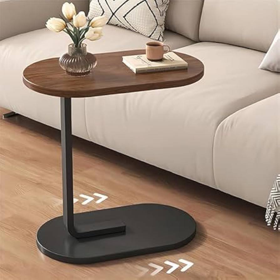 ترابيزة جانبية مودرن  بسطح بيضاوي ورجل معدن