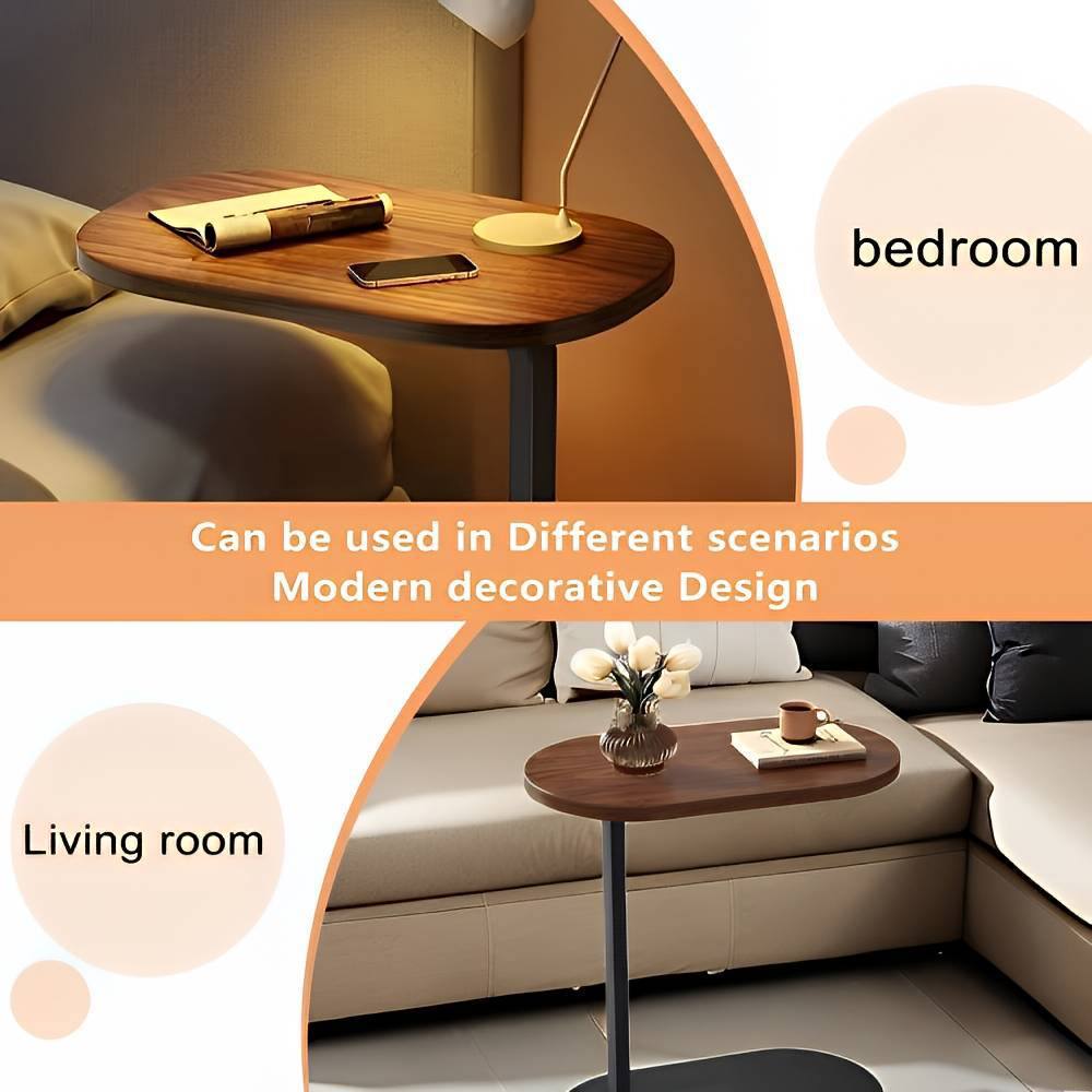 ترابيزة جانبية مودرن  بسطح بيضاوي ورجل معدن