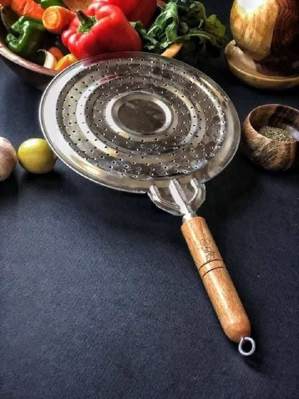 شياطة استانلس ستيل بمقبض خشب متين – مقاومة للحرارة وسهلة التنظيف