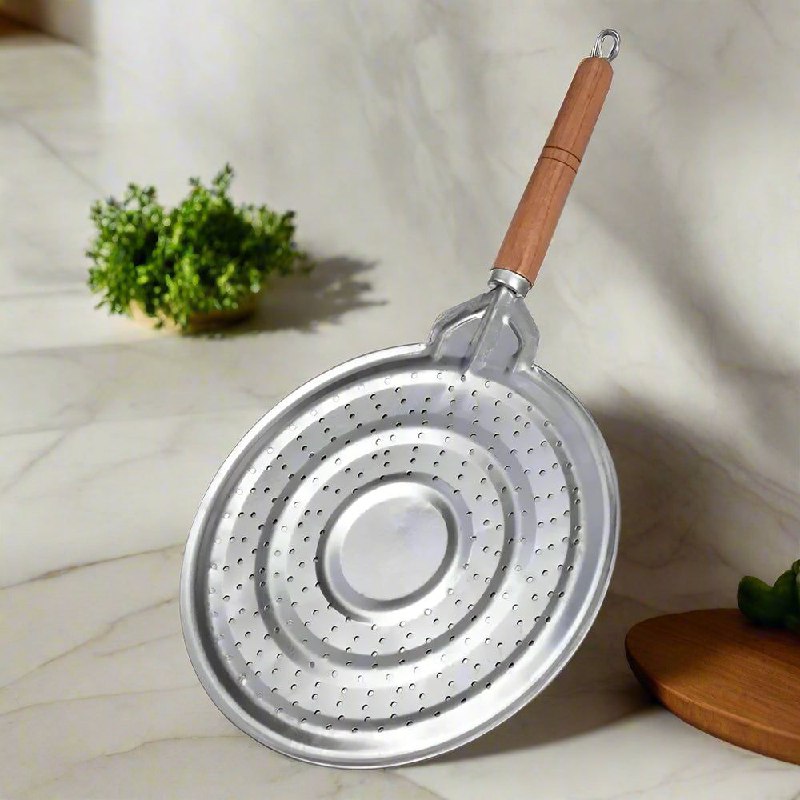 شياطة استانلس ستيل بمقبض خشب متين – مقاومة للحرارة وسهلة التنظيف