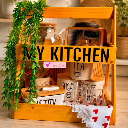 استاند خشب هرمي MY KITCHEN لتنظيم التوابل والبرطمانات