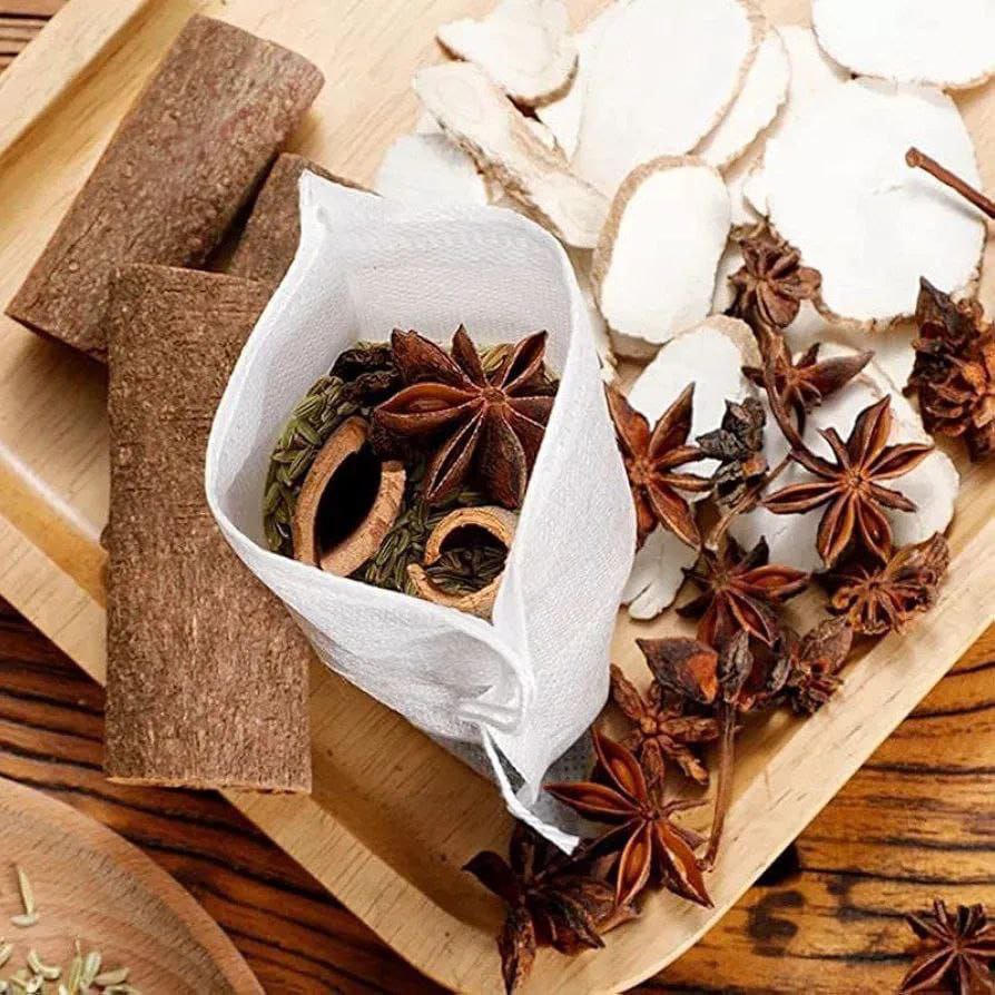 أكياس فلتر أعشاب وتوابل قطن طبيعي 100 قطعة – لتصفية الأعشاب والمشروبات 🌿☕