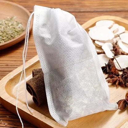 أكياس فلتر أعشاب وتوابل قطن طبيعي 100 قطعة – لتصفية الأعشاب والمشروبات 🌿☕