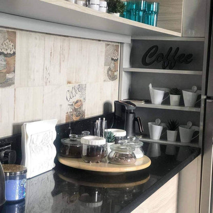 صينية ستاند دوارة من خشب البامبو متعددة الاستخدام مقاس 35 سم