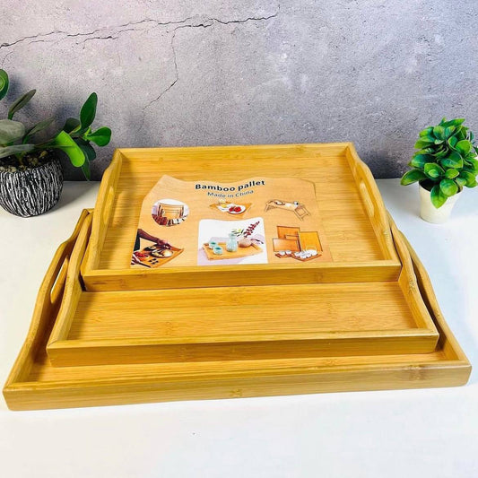 طقم صواني خشب بامبو 3 قطع – تصميم مستورد عالي الجودة