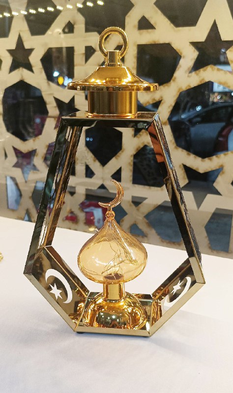 فانوس الجامع بلون ذهبي لامع  استانلس جولد فاخر 🌙⭐ B