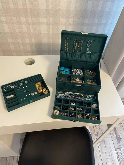 شنطة مجوهرات GOMANA متعددة الطوابق بخامة شمواه أنيقة