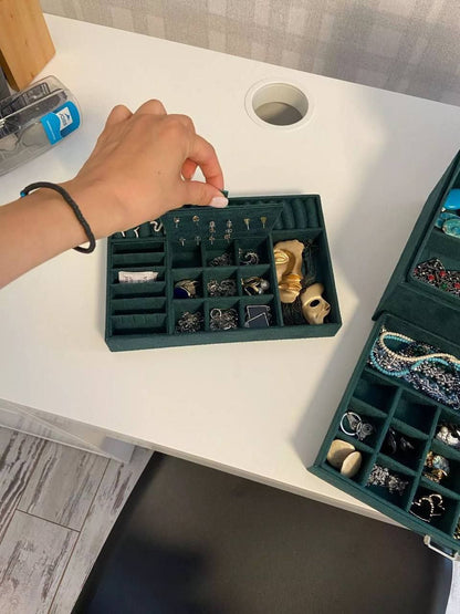 شنطة مجوهرات GOMANA متعددة الطوابق بخامة شمواه أنيقة