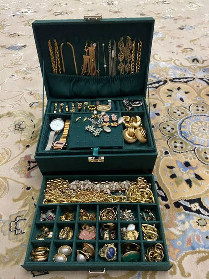 شنطة مجوهرات GOMANA متعددة الطوابق بخامة شمواه أنيقة