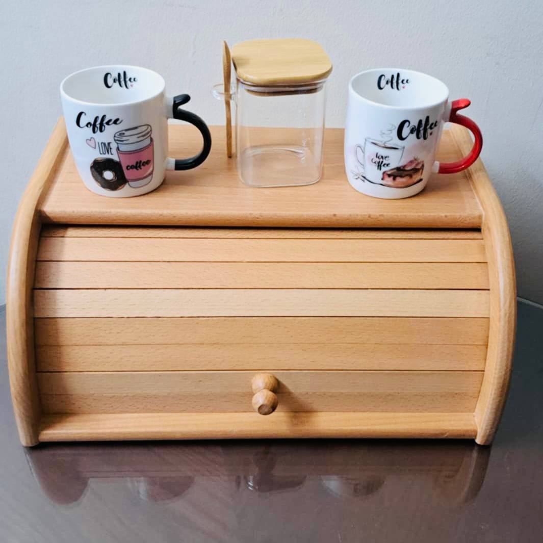 عياشة خبز خشب زان طبيعي – حافظ خبز ومخبوزات بتصميم أنيق