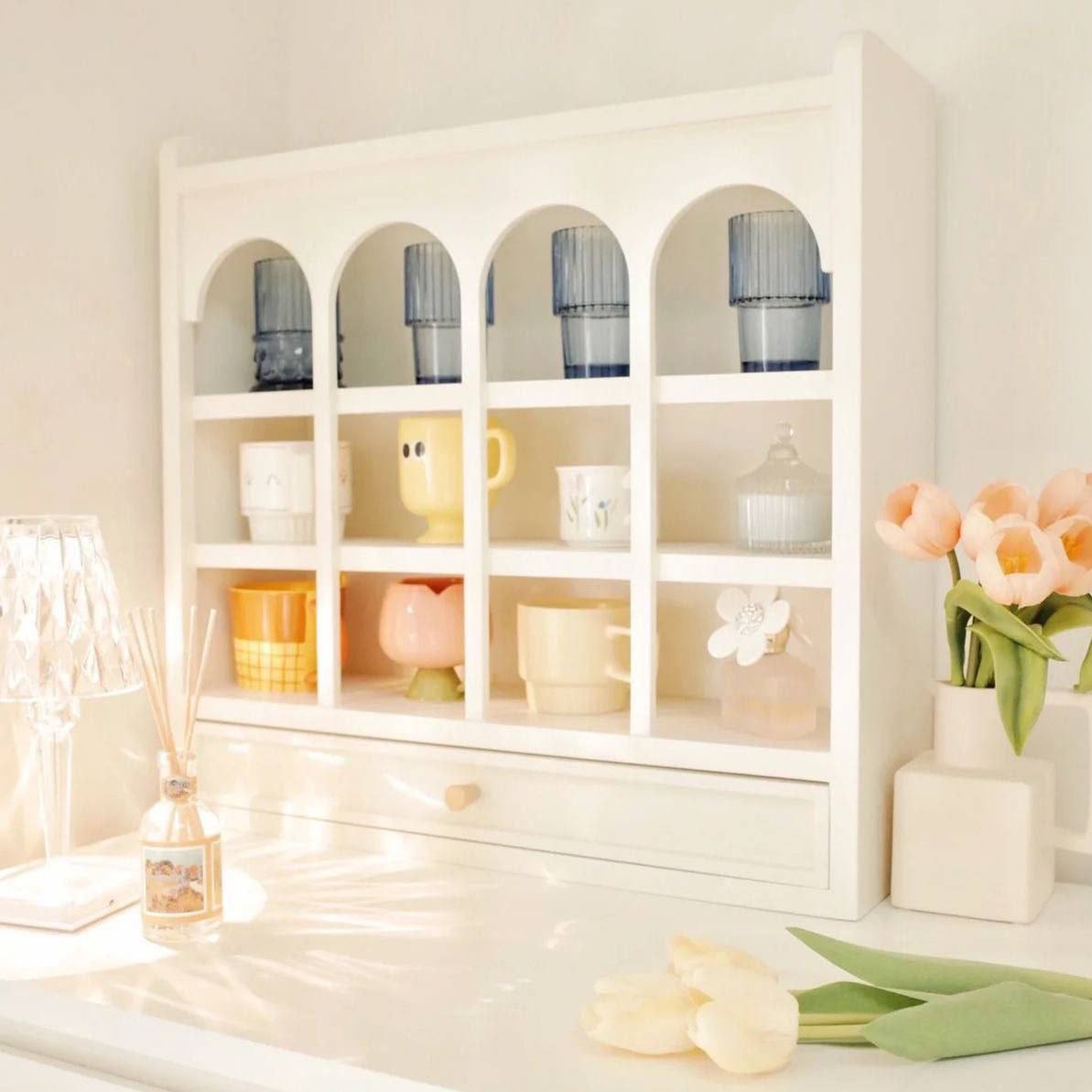 بيت مجات خشب موسكي بدرج – منظم مجات وركن قهوة أنيق 60×60