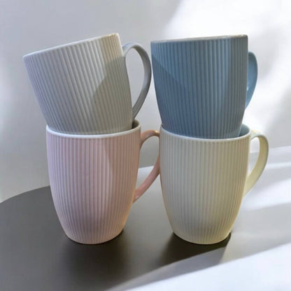 طقم مجات ايكيا 4 قطع بورسلين مضلع ❤️ ألوان مميزة وسعة 400 مل