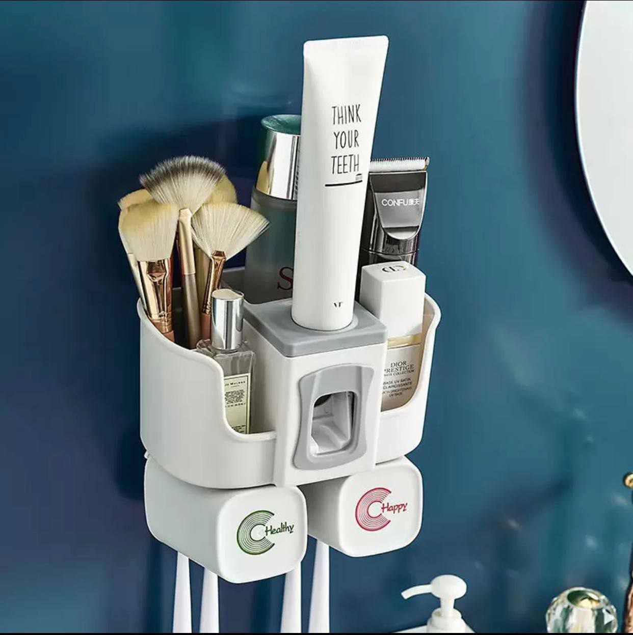 حامل فرش ومعجون أسنان متعدد الاستخدامات – منظم حمام أنيق لتخزين الشامبو والإكسسوارات