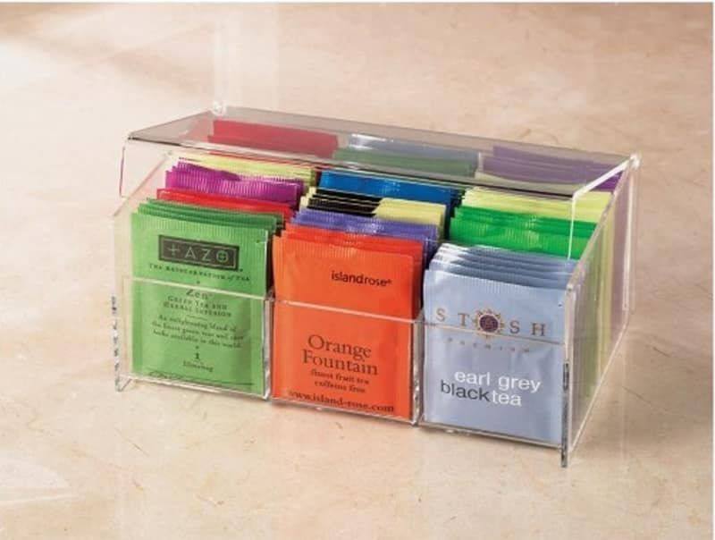 علبة شاي أكريليك 6 خانات متعددة الاستخدام | منظم شاي وأعشاب واكسسوارات بجودة عالية