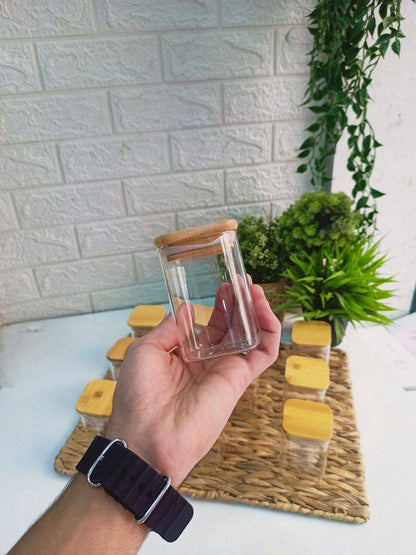 برطمان توابل زجاج مربع صغير مستورد – تصميم أنيق لحفظ التوابل