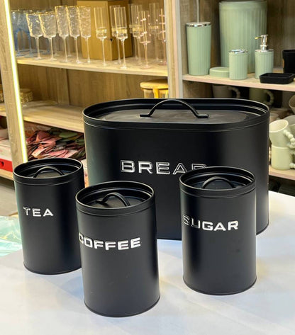 BREAD Premium Coffee Set – طقم كوفي معدن بالعياشة 4 قطع | تصميم أنيق ولمسة فخامة لمطبخك