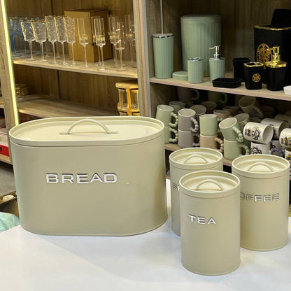 BREAD Premium Coffee Set – طقم كوفي معدن بالعياشة 4 قطع | تصميم أنيق ولمسة فخامة لمطبخك