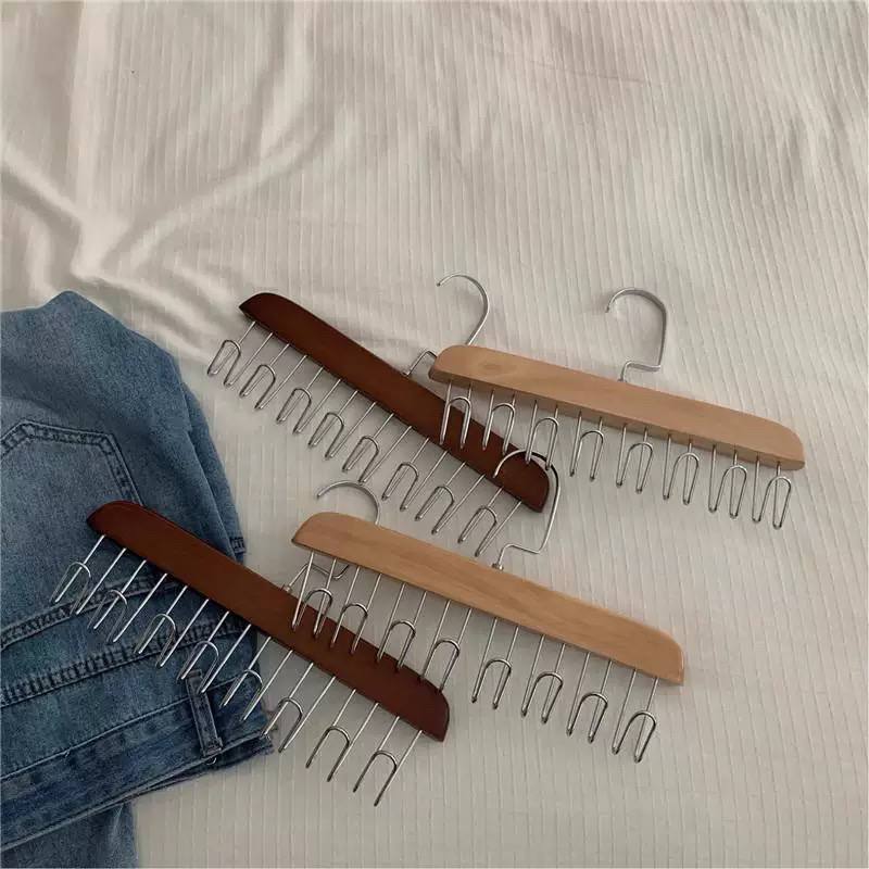 شماعة مالتي هوك متعددة الاستخدام | خشب بـ8 خطافات ستانلس عالية الجودة