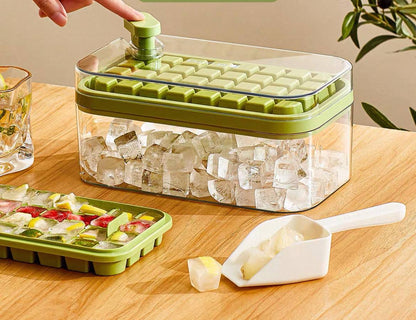 علبة تلج أكريليك شفافة بغطاء محكم وجروف – أنيقة لحفظ وتقديم مكعبات الثلج