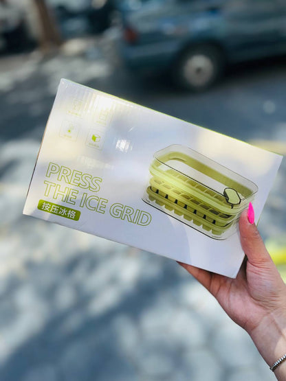 علبة تلج أكريليك شفافة بغطاء محكم وجروف – أنيقة لحفظ وتقديم مكعبات الثلج