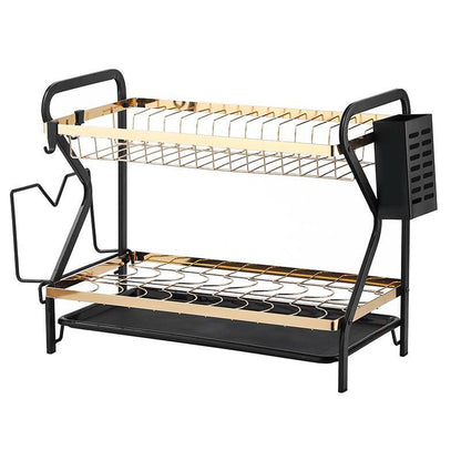 مطبقيه جولد 2 دور معدن مطلي – تنظيم أنيق وكامل لمستلزمات المطبخ ✨