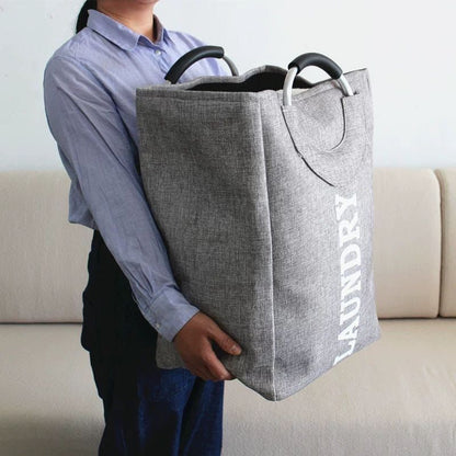 باسكت غسيل كتان مبطن جامبو بيدين معدن – قابل للطي وسهل الحمل