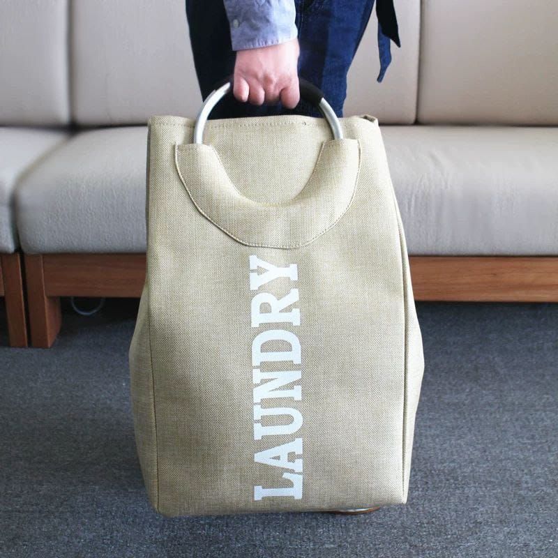 باسكت غسيل كتان مبطن جامبو بيدين معدن – قابل للطي وسهل الحمل