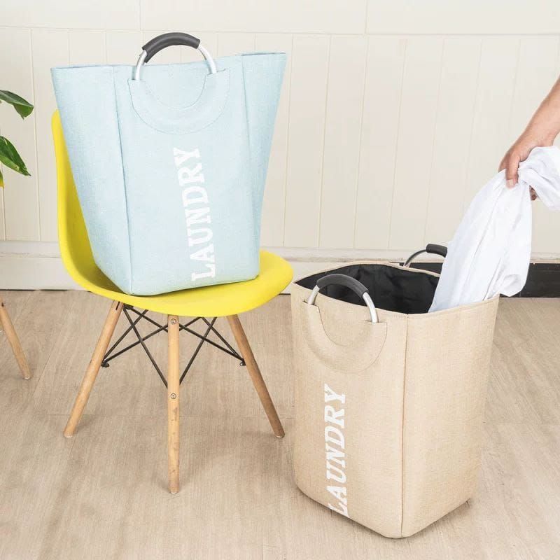 باسكت غسيل كتان مبطن جامبو بيدين معدن – قابل للطي وسهل الحمل