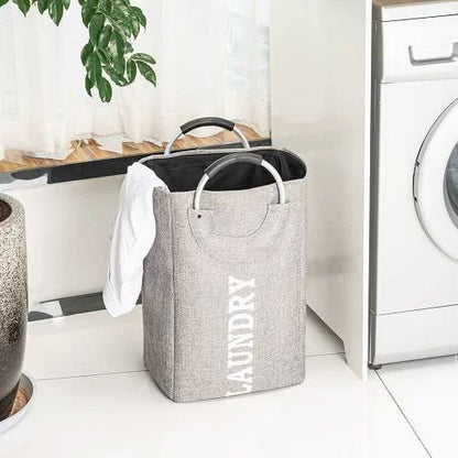 باسكت غسيل كتان مبطن جامبو بيدين معدن – قابل للطي وسهل الحمل