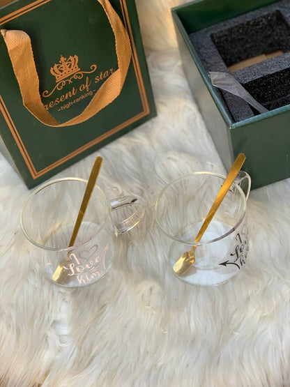 طقم مج كابلز بايركس حراري 2 كوب + 2 معلقة ستانلس | تصميم أنيق ومستورد