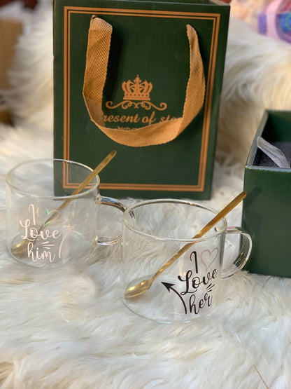 طقم مج كابلز بايركس حراري 2 كوب + 2 معلقة ستانلس | تصميم أنيق ومستورد