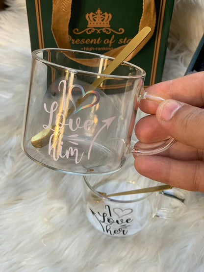 طقم مج كابلز بايركس حراري 2 كوب + 2 معلقة ستانلس | تصميم أنيق ومستورد