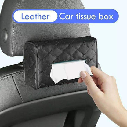 علبة مناديل جلد بتصميم أنيق مع حامل للسيارة