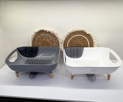 صفاية أطباق أكريليك وبلاستيك بمصفاة للملاعق ومزراب لتصريف المياه