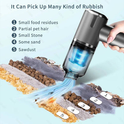 مكنسة ميني محمولة بالبطارية 120 وات بقوة شفط عالية للاستخدام المنزلي والسيارة