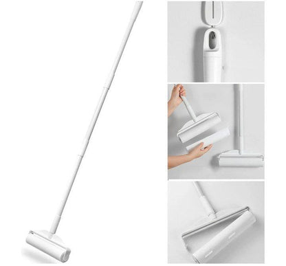 مكنسة وبر للسجاد والأثاث مع رول لاصق ومقبض قابل للتمدد