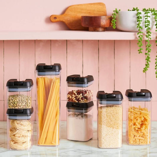 طقم علب تخزين أكريليك جامبو 7 قطع محكمة الغلق لتخزين البقوليات والتوابل – مستورد